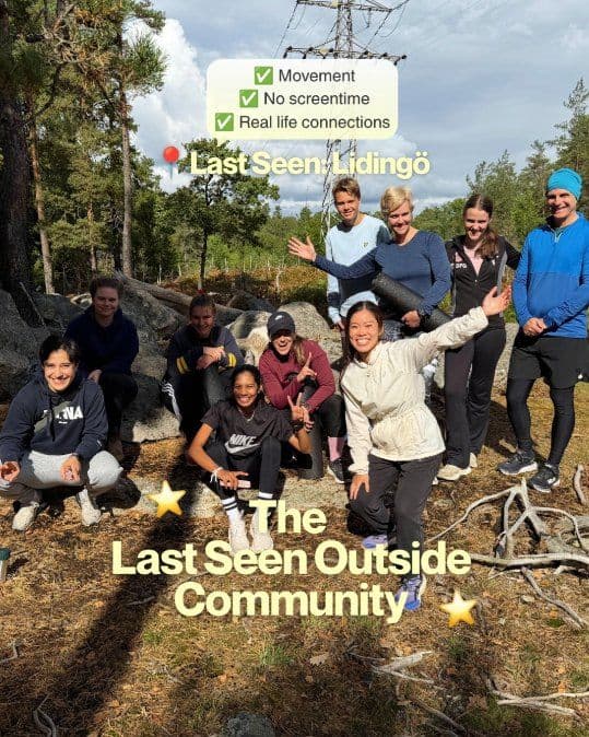 The Last Seen Outside community after the trail run on Lidingö